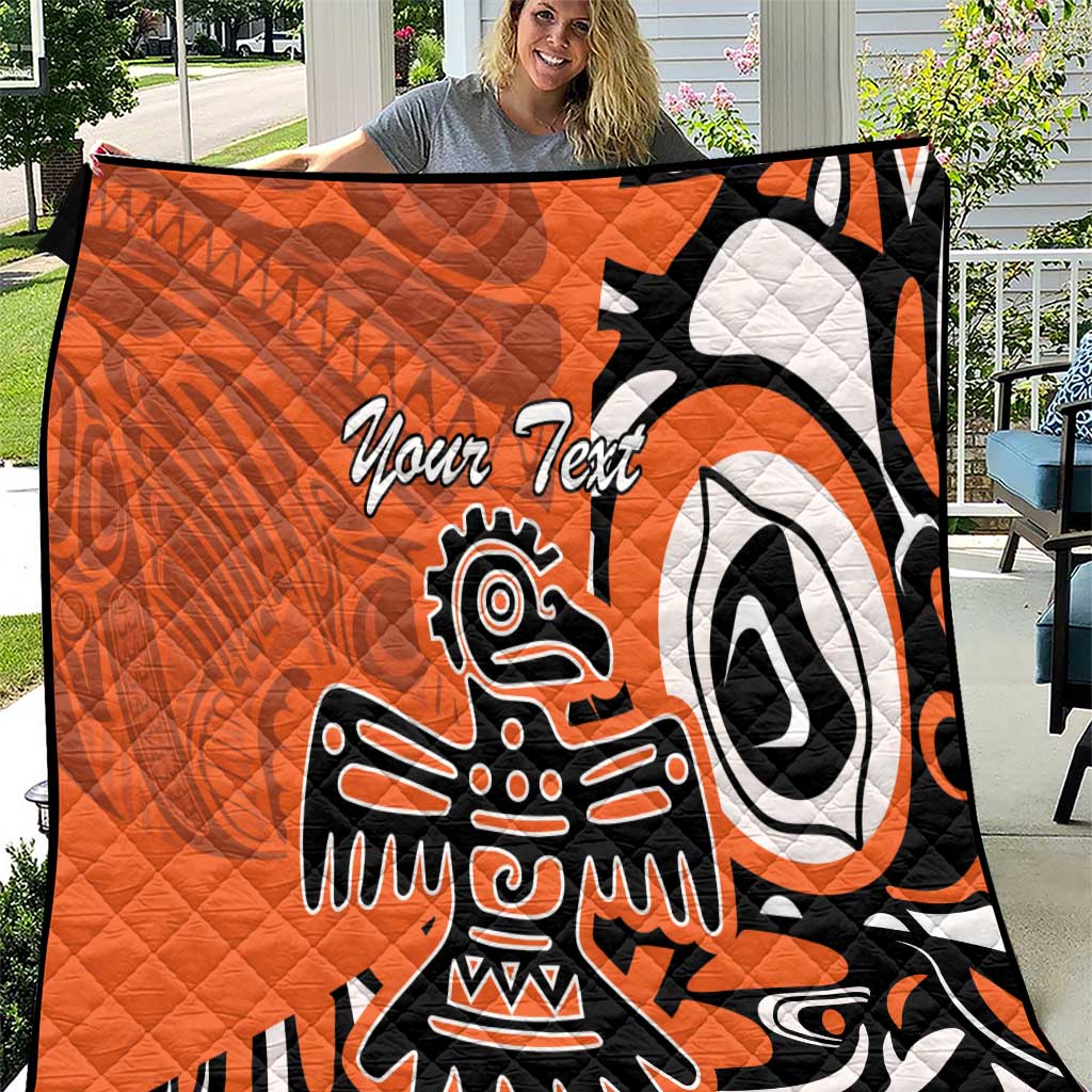 Personalized Canada Haida Eagle Quilt Orange Style