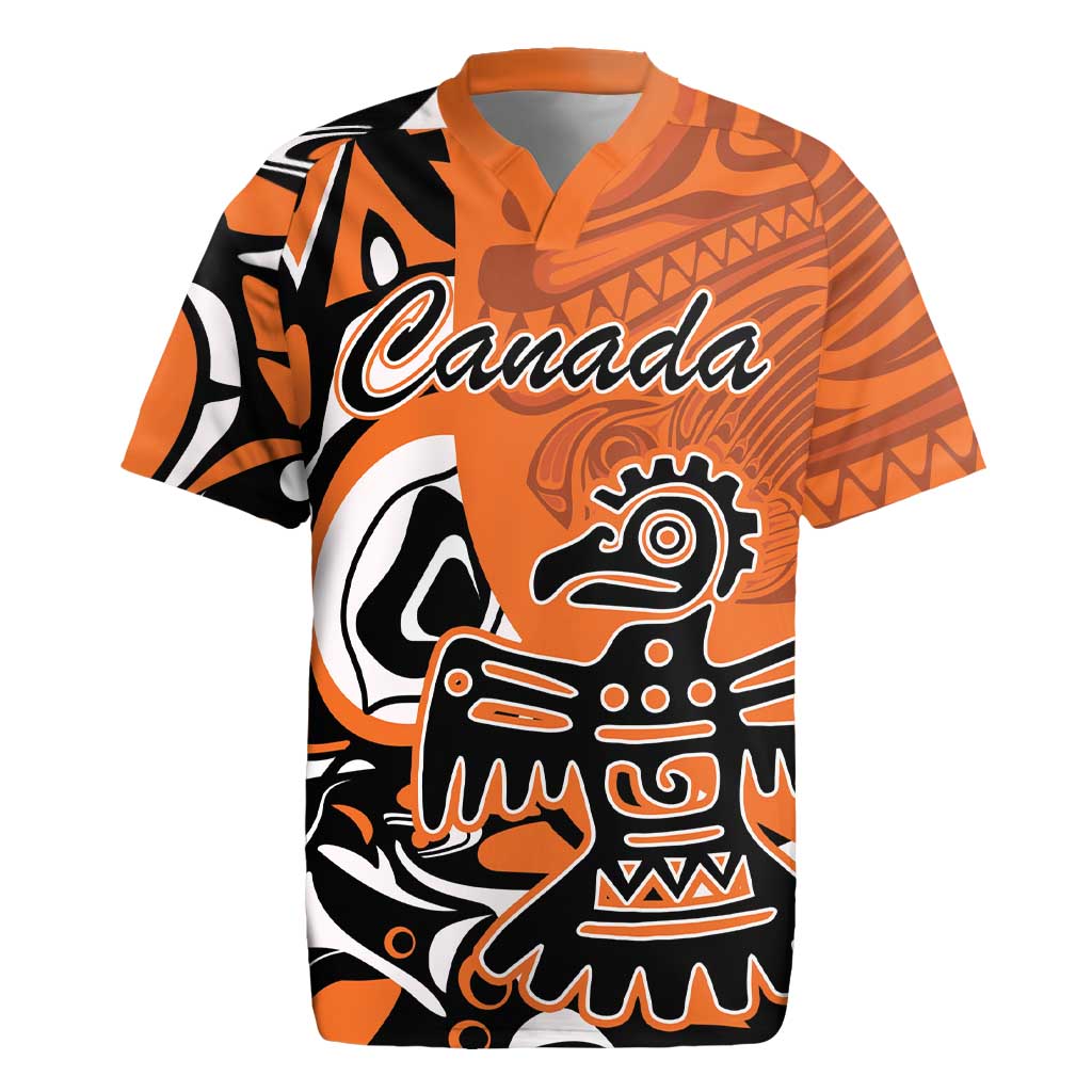 Personalized Canada Haida Eagle Rugby Jersey Orange Style