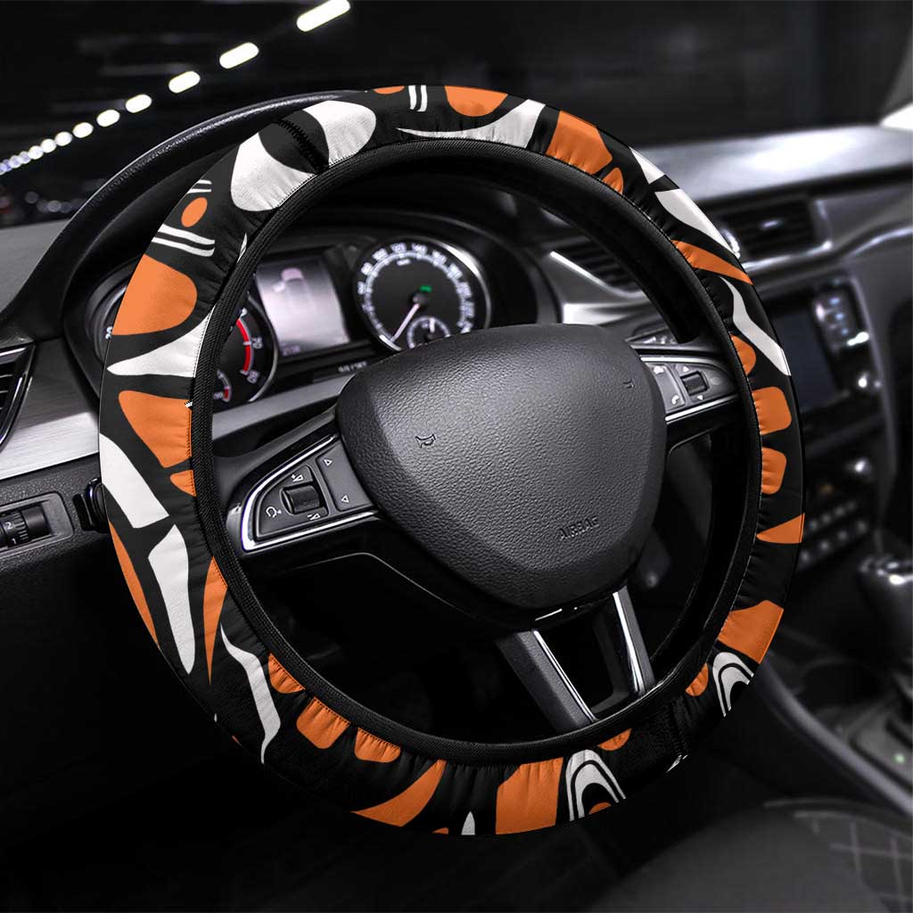 Canada Haida Eagle Steering Wheel Cover Orange Style