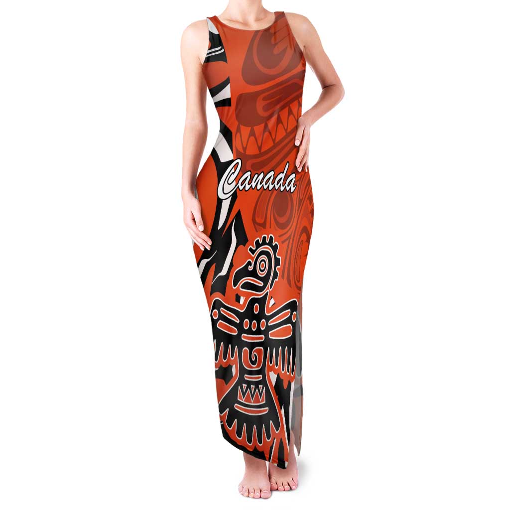 Personalized Canada Haida Eagle Tank Maxi Dress Orange Style