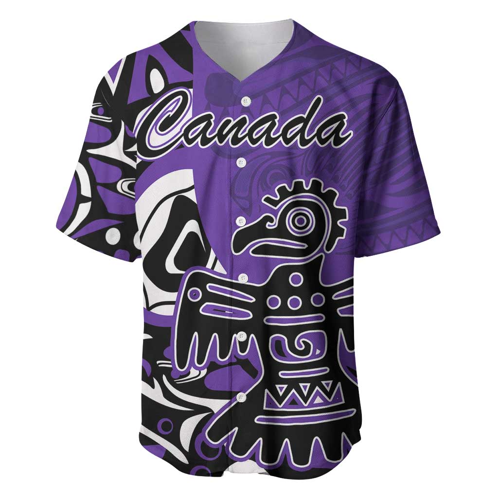 Personalized Canada Haida Eagle Baseball Jersey Purple Style - Wonder Print Shop