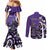 Personalized Canada Haida Eagle Couples Matching Mermaid Dress and Long Sleeve Button Shirt Purple Style