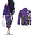 Personalized Canada Haida Eagle Couples Matching Off The Shoulder Long Sleeve Dress and Long Sleeve Button Shirt Purple Style