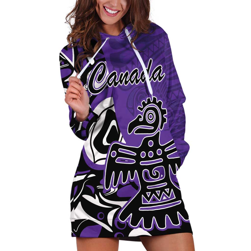 Personalized Canada Haida Eagle Hoodie Dress Purple Style - Wonder Print Shop