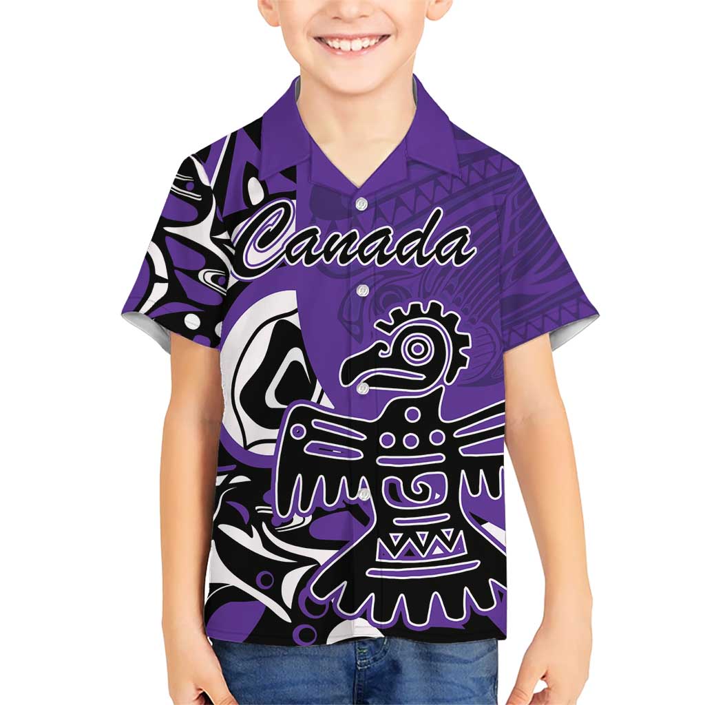 Personalized Canada Haida Eagle Kid Hawaiian Shirt Purple Style - Wonder Print Shop