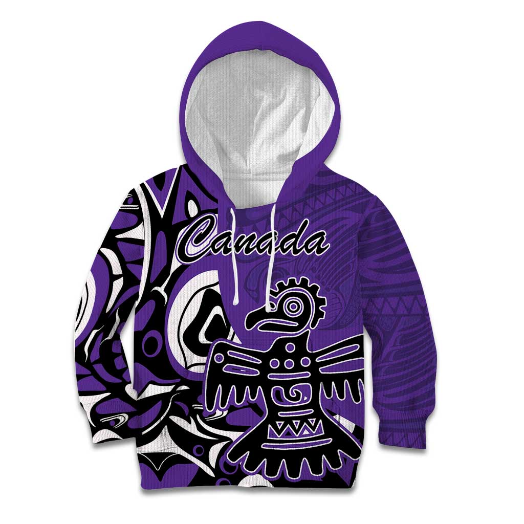 Personalized Canada Haida Eagle Kid Hoodie Purple Style - Wonder Print Shop