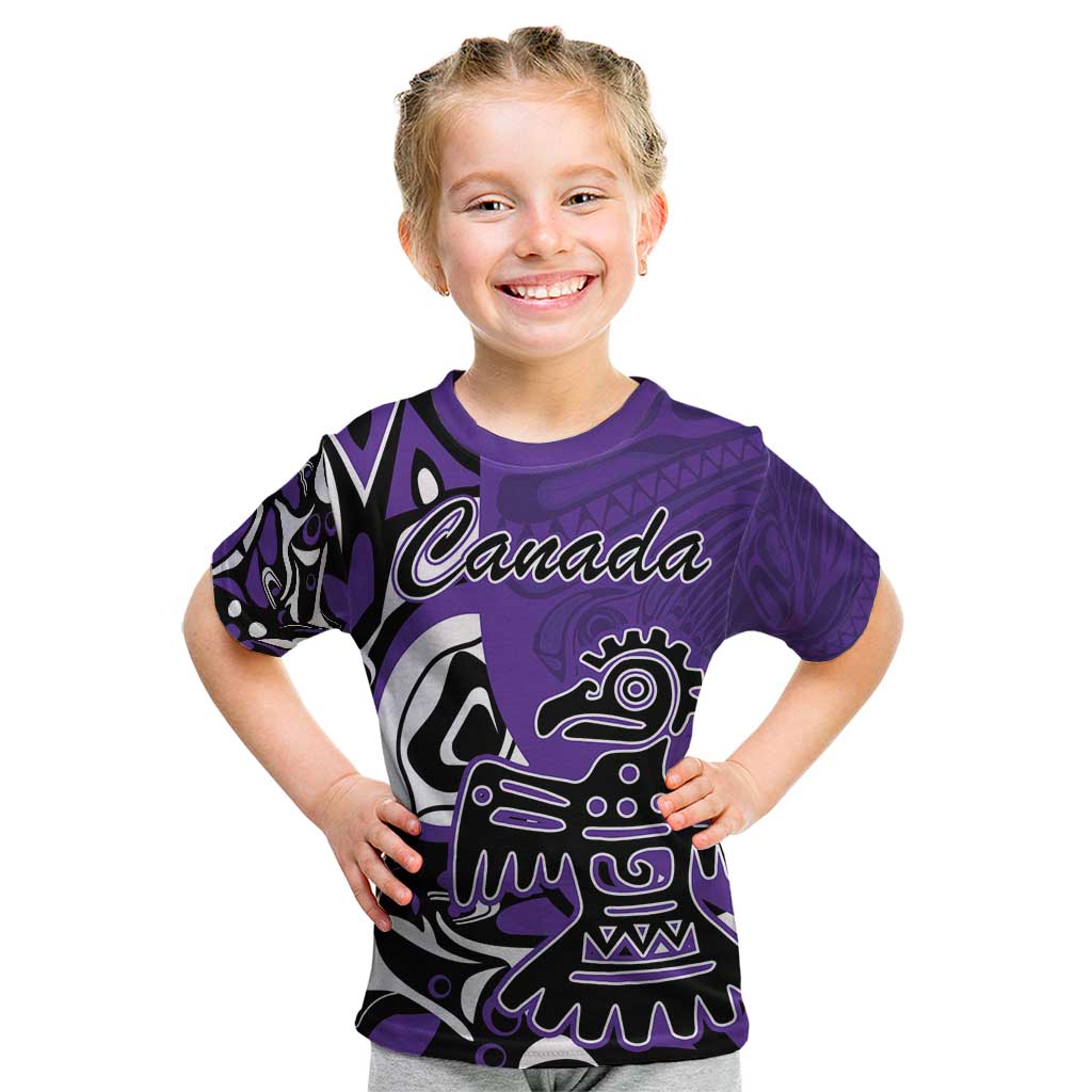 Personalized Canada Haida Eagle Kid T Shirt Purple Style - Wonder Print Shop