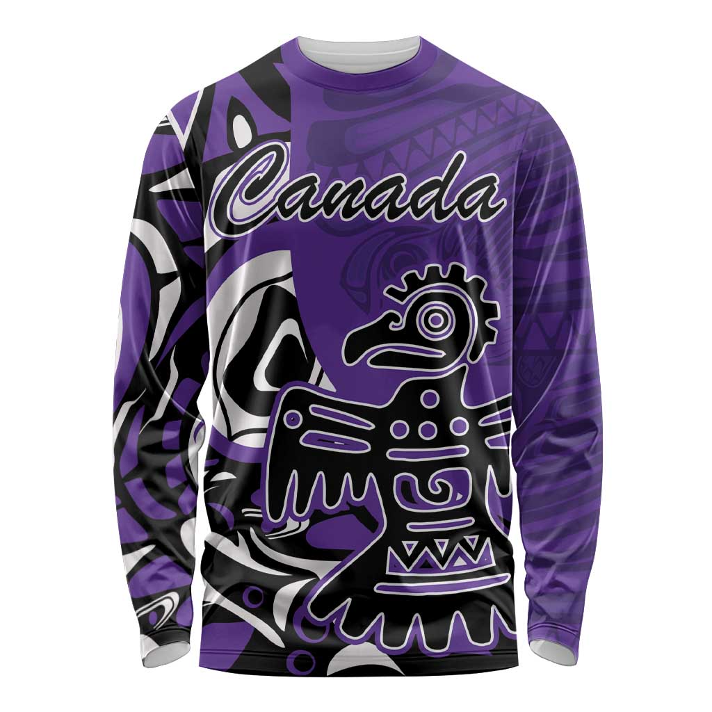 Personalized Canada Haida Eagle Long Sleeve Shirt Purple Style - Wonder Print Shop