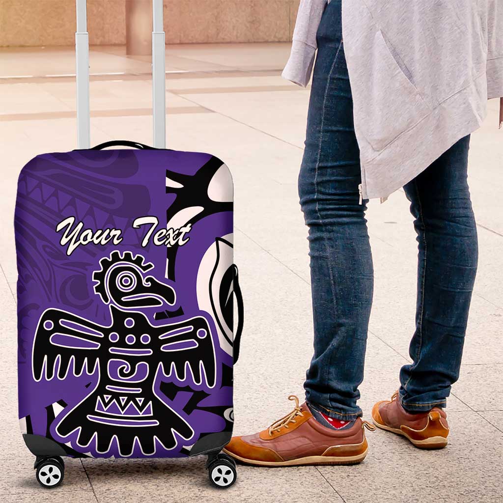 Personalized Canada Haida Eagle Luggage Cover Purple Style - Wonder Print Shop