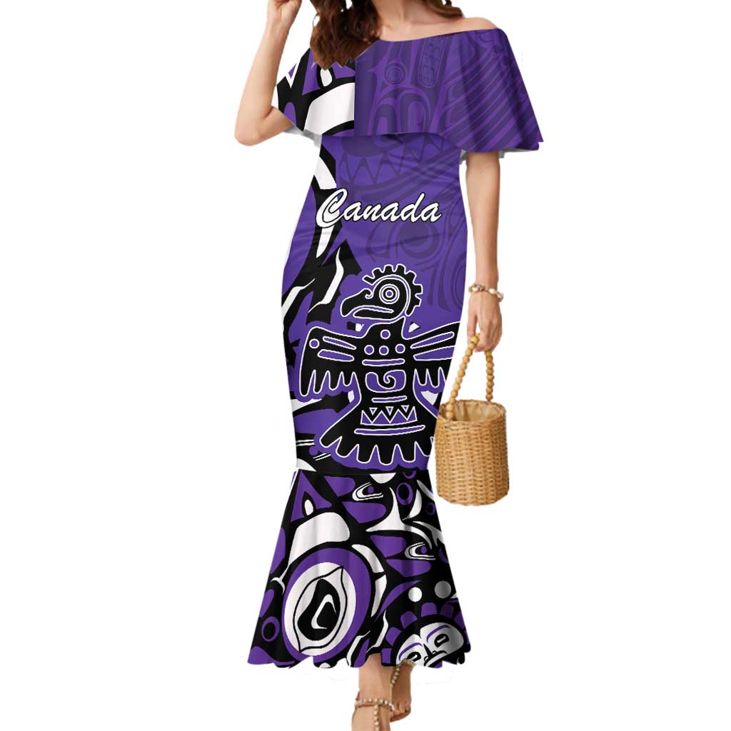 Personalized Canada Haida Eagle Mermaid Dress Purple Style - Wonder Print Shop