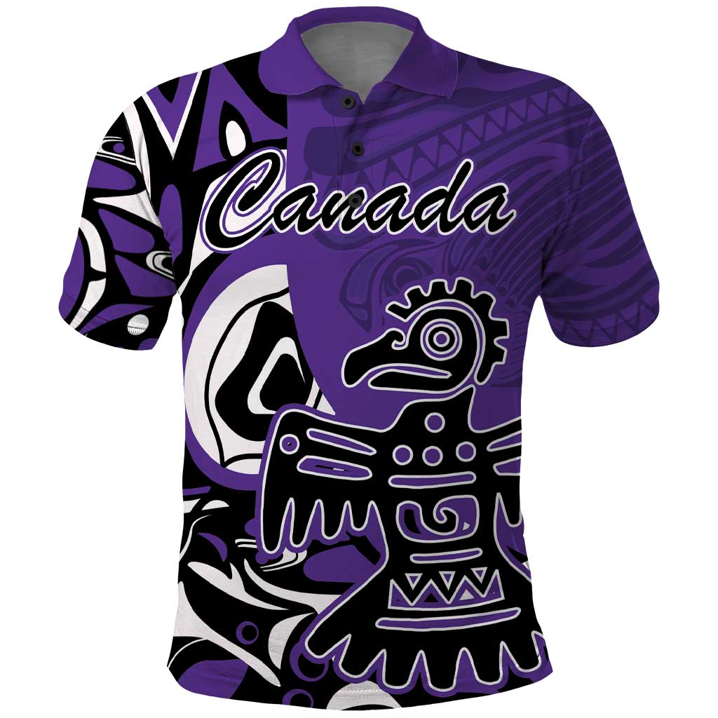 Personalized Canada Haida Eagle Polo Shirt Purple Style - Wonder Print Shop