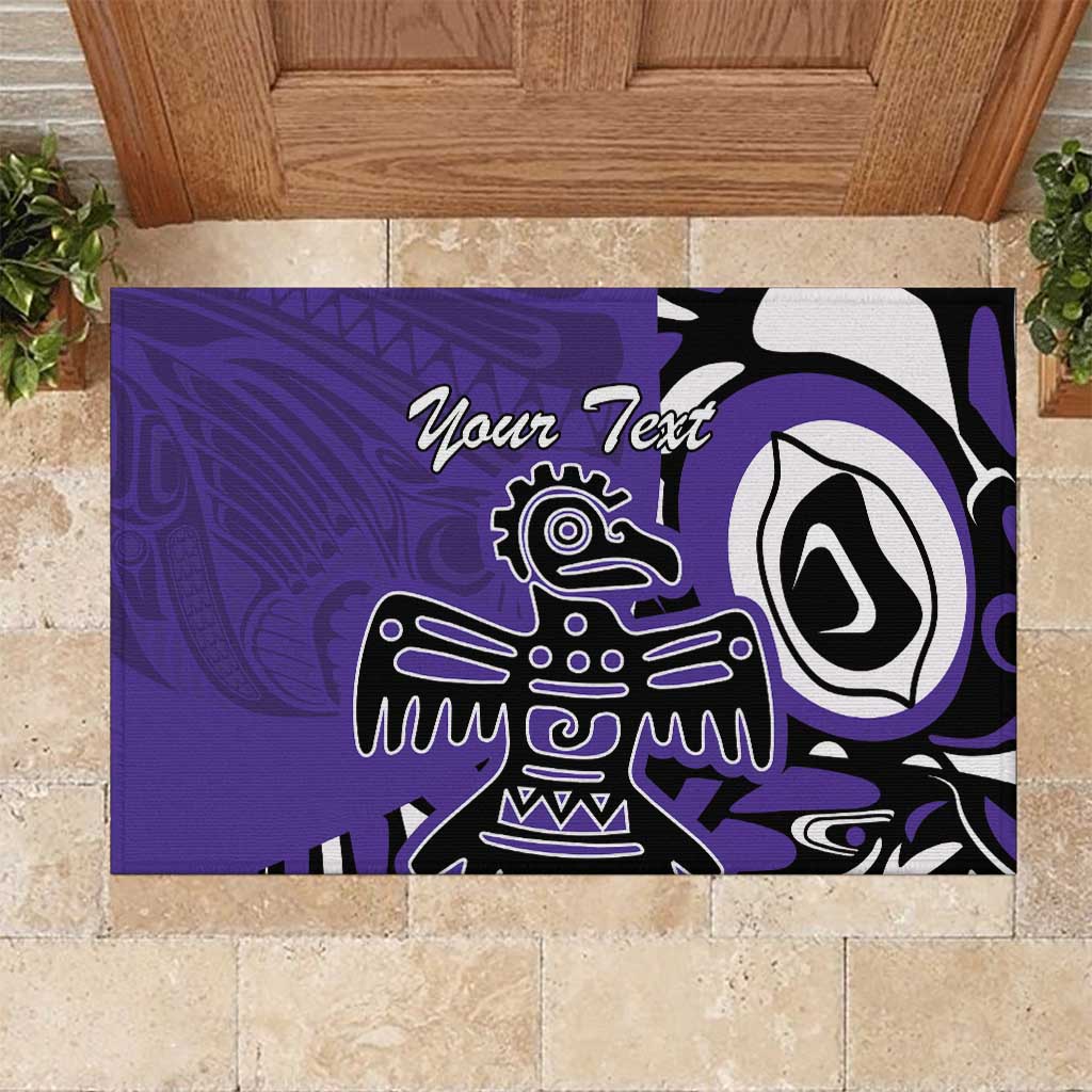 Personalized Canada Haida Eagle Rubber Doormat Purple Style