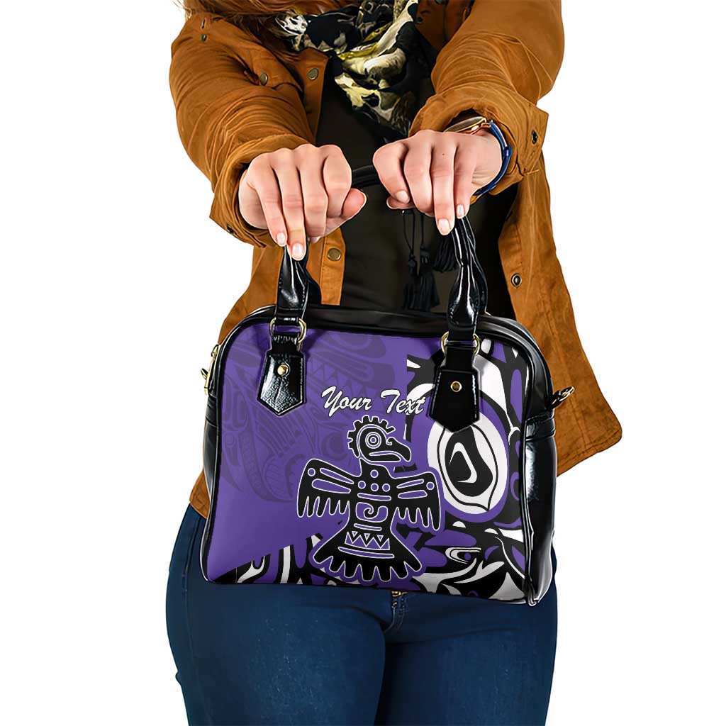 Personalized Canada Haida Eagle Shoulder Handbag Purple Style