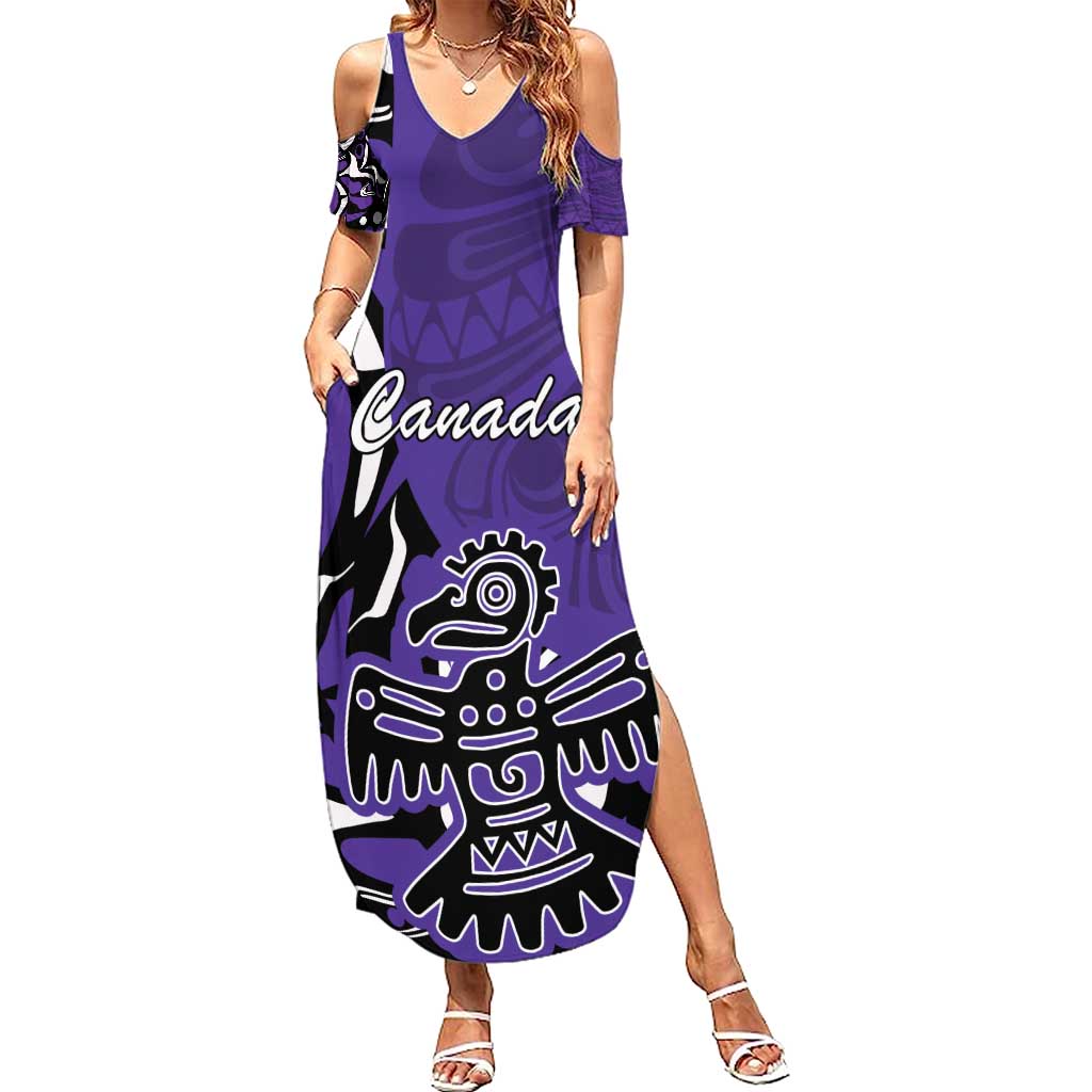 Personalized Canada Haida Eagle Summer Maxi Dress Purple Style