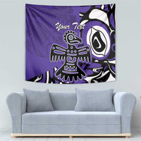 Purple Haida eagle tapestry with bold bird design and custom text