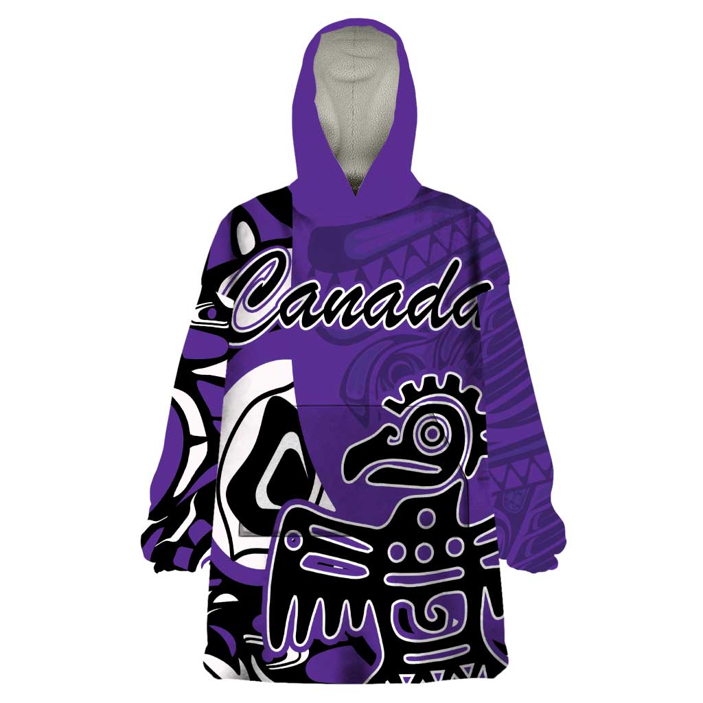 Personalized Canada Haida Eagle Wearable Blanket Hoodie Purple Style