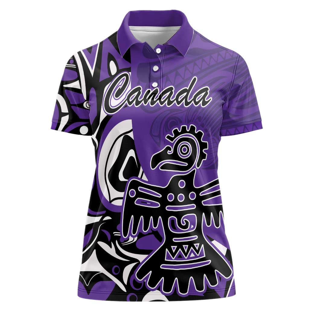 Personalized Canada Haida Eagle Women Polo Shirt Purple Style