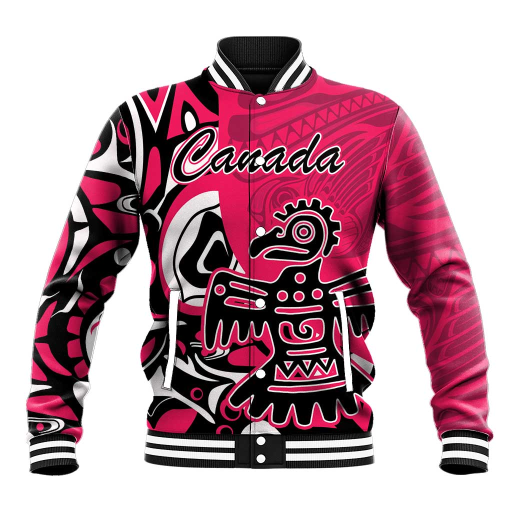 Personalized Canada Haida Eagle Baseball Jacket Pink Style - Wonder Print Shop