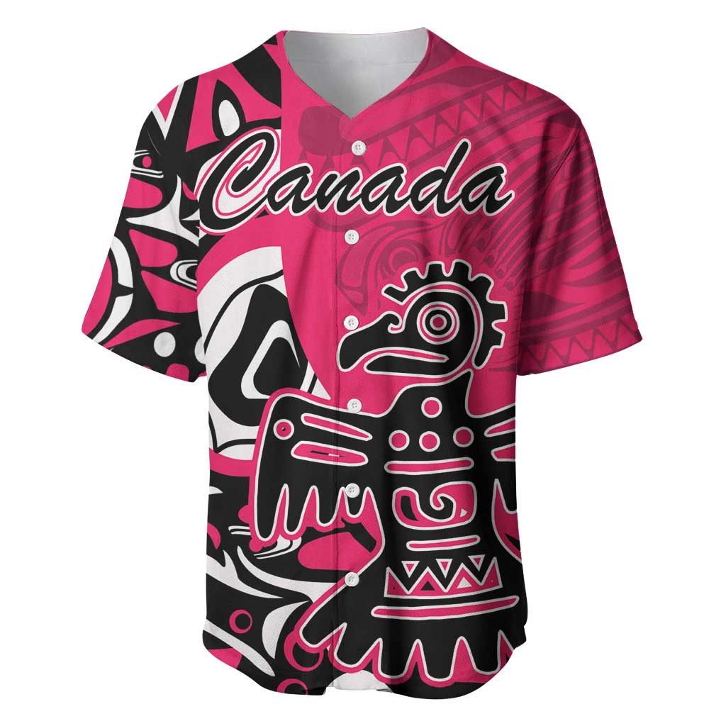 Personalized Canada Haida Eagle Baseball Jersey Pink Style - Wonder Print Shop