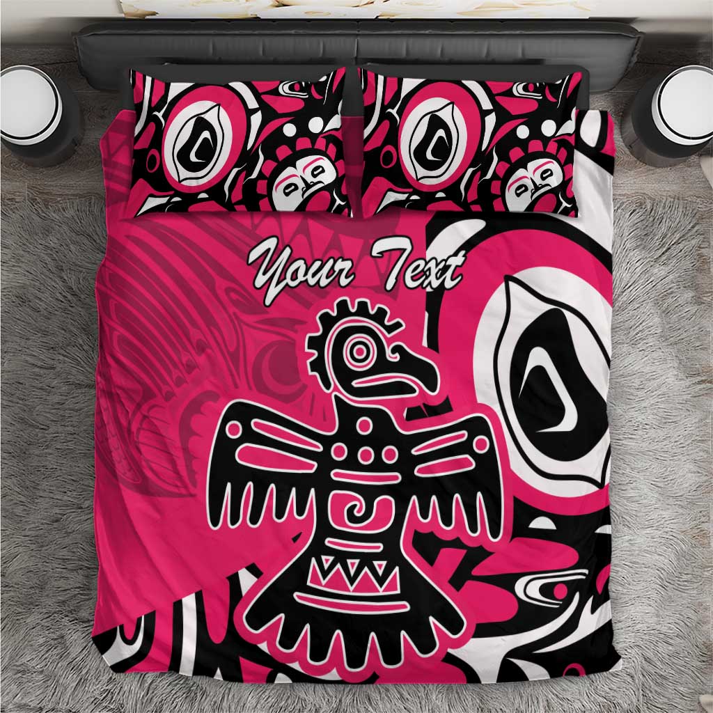 Personalized Canada Haida Eagle Bedding Set Pink Style - Wonder Print Shop