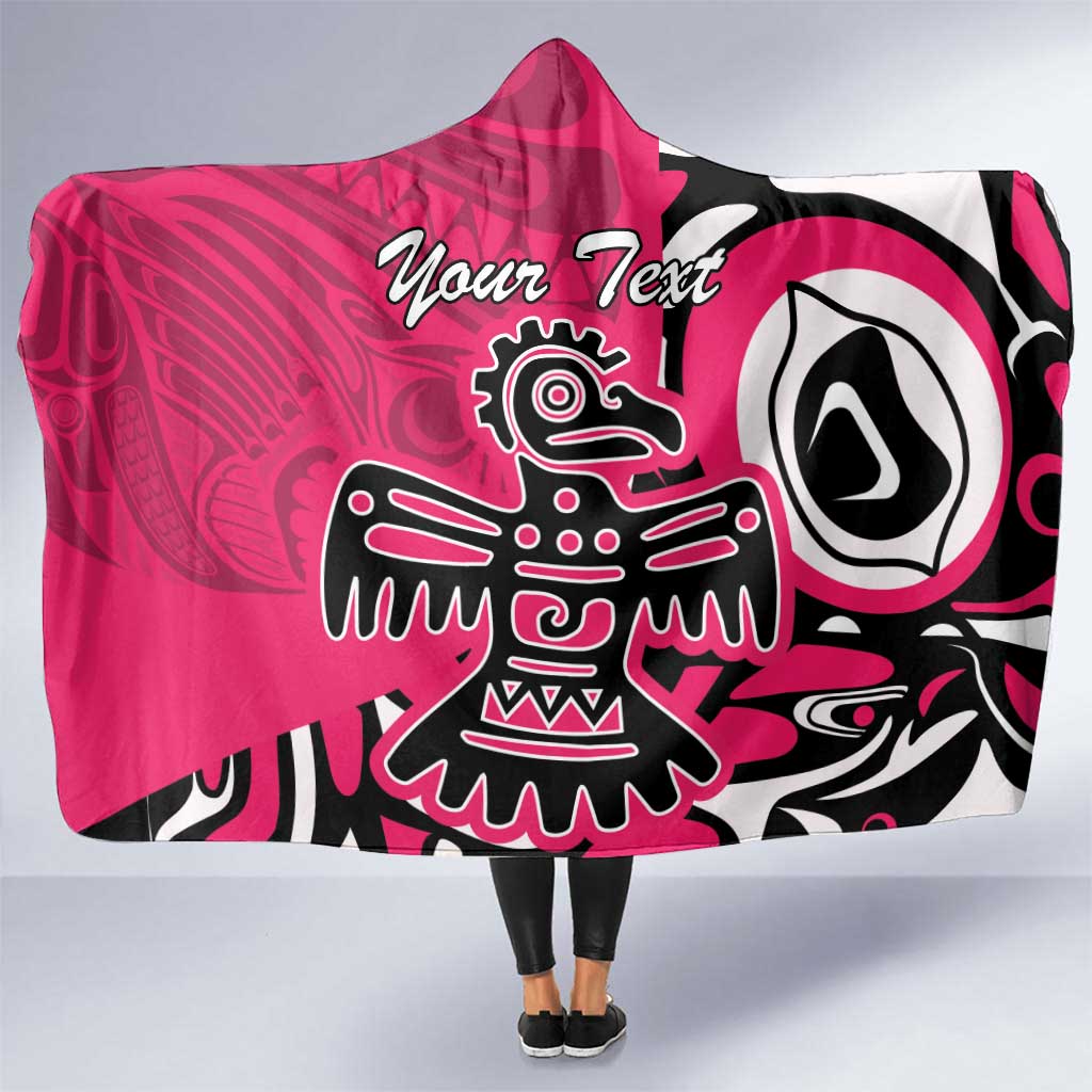 Personalized Canada Haida Eagle Hooded Blanket Pink Style