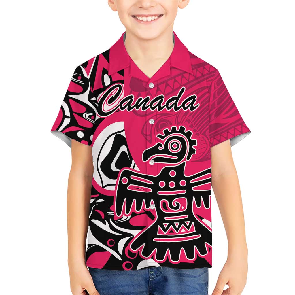 Personalized Canada Haida Eagle Kid Hawaiian Shirt Pink Style - Wonder Print Shop