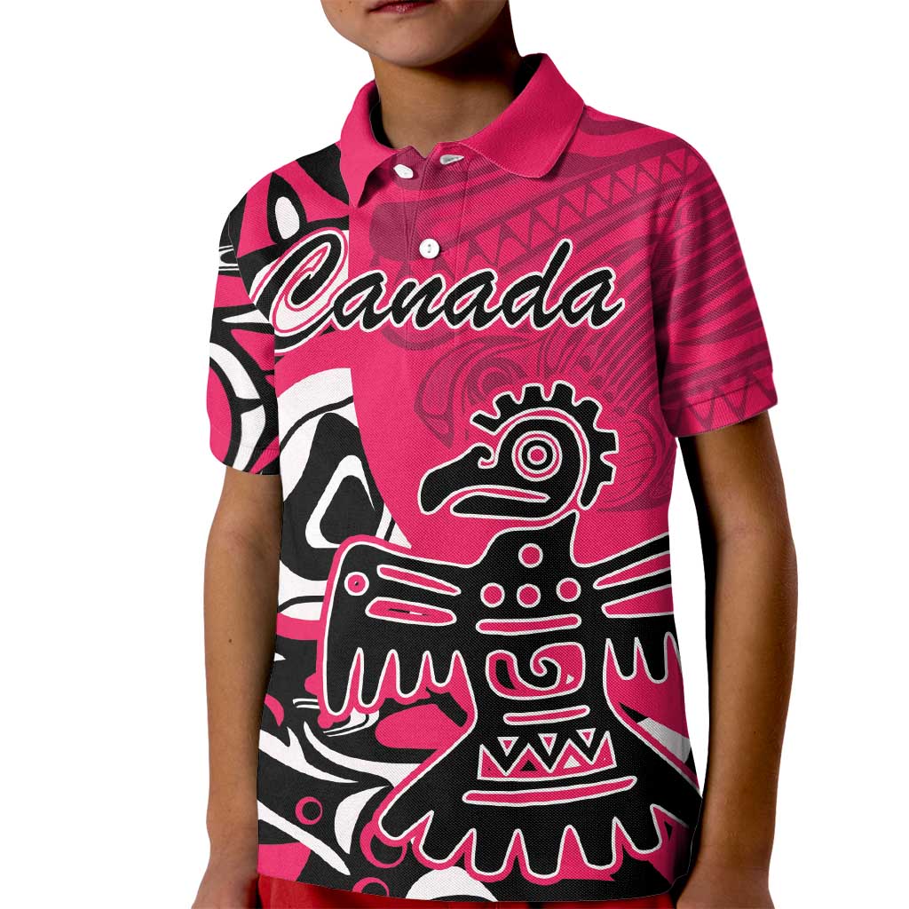 Personalized Canada Haida Eagle Kid Polo Shirt Pink Style - Wonder Print Shop