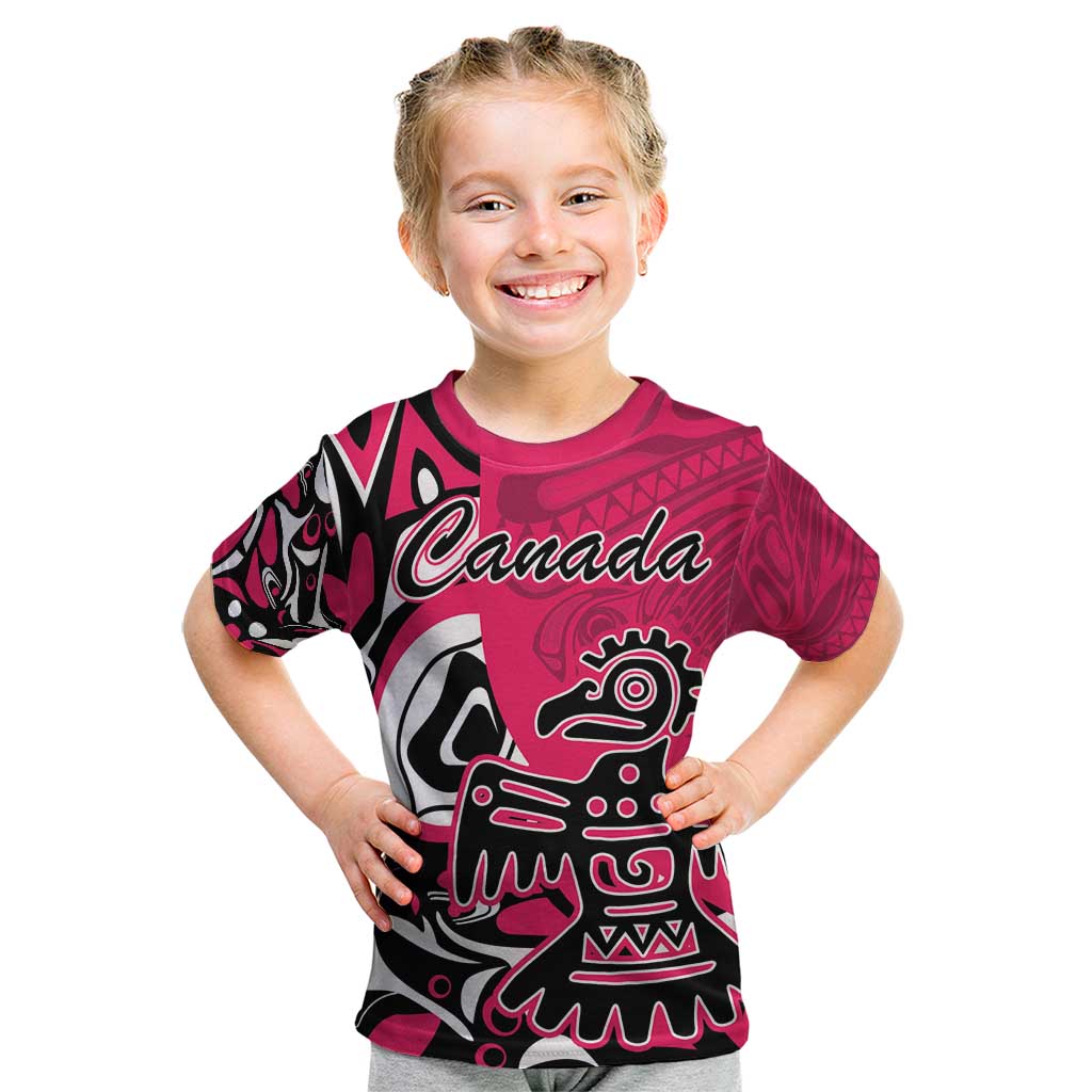 Personalized Canada Haida Eagle Kid T Shirt Pink Style - Wonder Print Shop