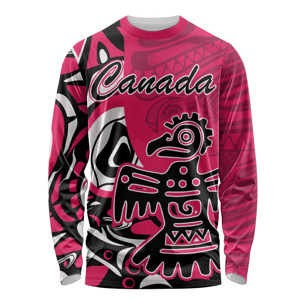 Personalized Canada Haida Eagle Long Sleeve Shirt Pink Style - Wonder Print Shop