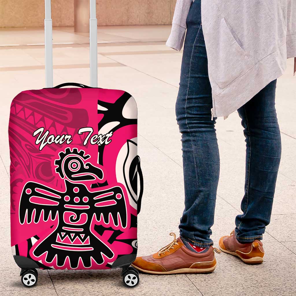 Personalized Canada Haida Eagle Luggage Cover Pink Style - Wonder Print Shop