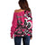 Personalized Canada Haida Eagle Off Shoulder Sweater Pink Style - Wonder Print Shop