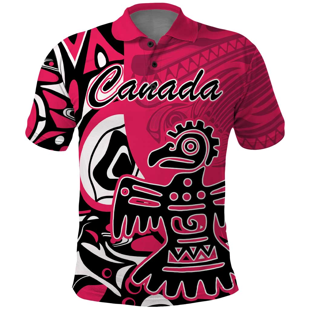 Personalized Canada Haida Eagle Polo Shirt Pink Style - Wonder Print Shop