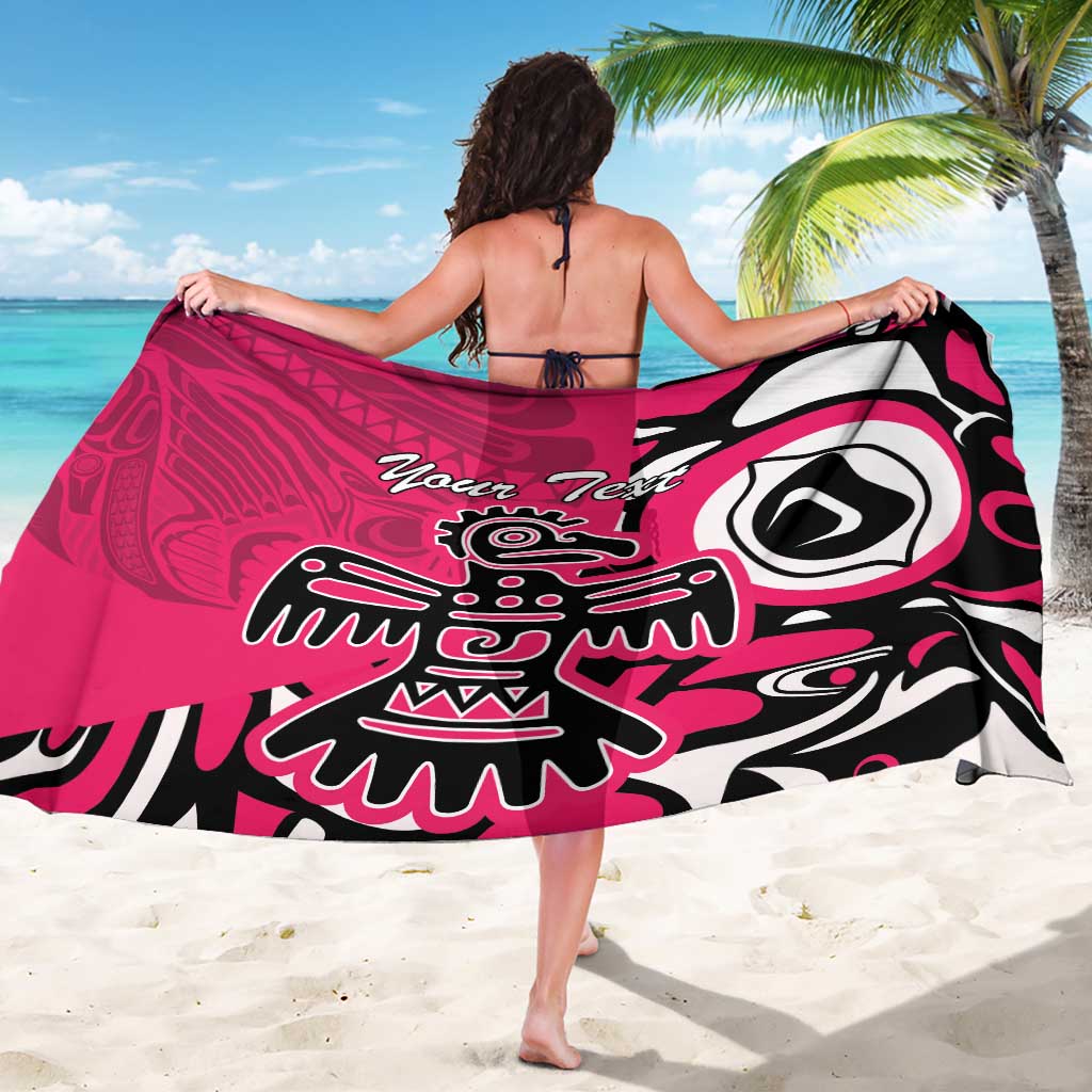 Pink sarong with bold back eagle illustration and 'Your Text' lettering