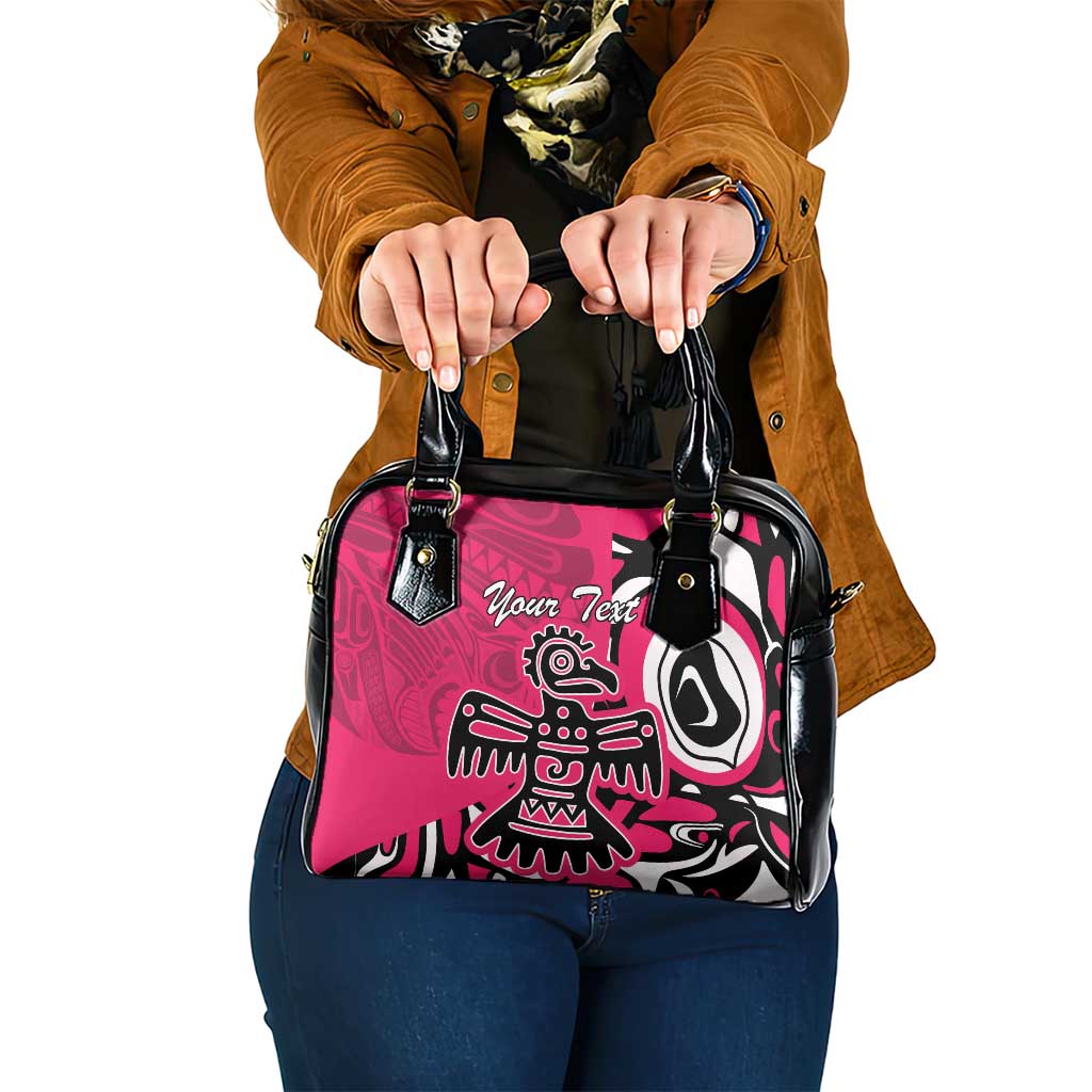 Personalized Canada Haida Eagle Shoulder Handbag Pink Style