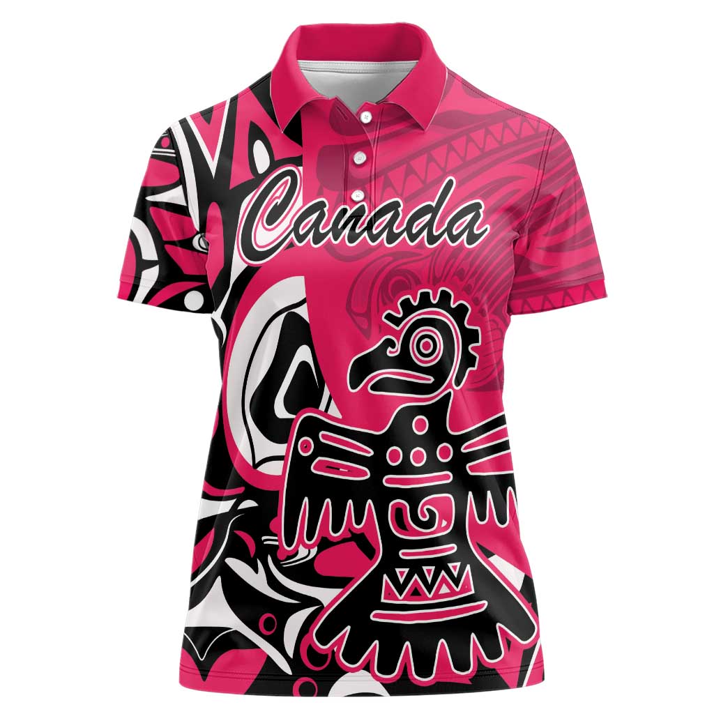 Personalized Canada Haida Eagle Women Polo Shirt Pink Style