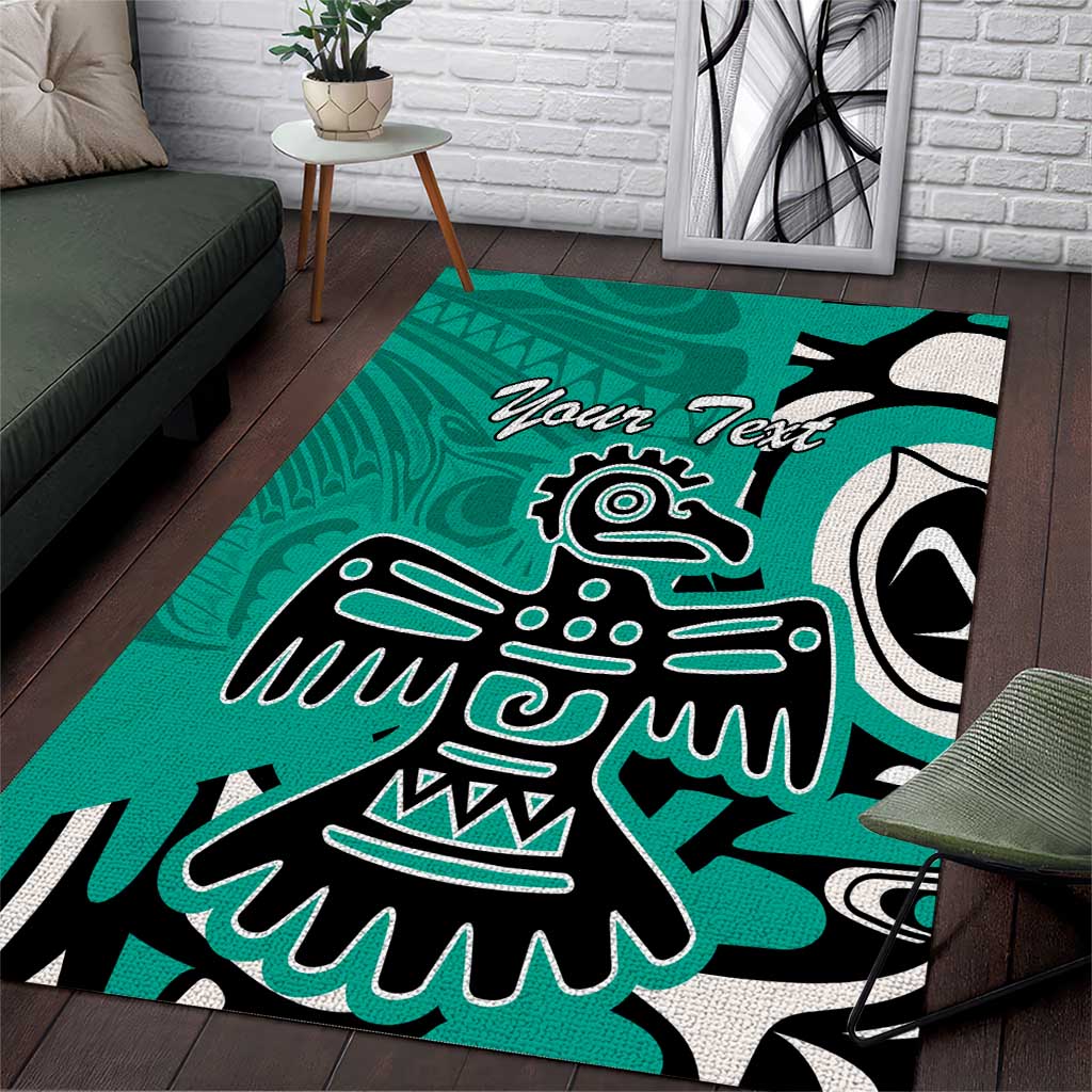 Personalized Canada Haida Eagle Area Rug Turquoise Style - Wonder Print Shop