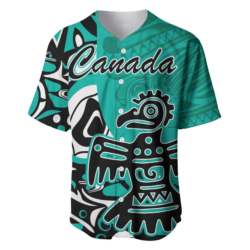 Personalized Canada Haida Eagle Baseball Jersey Turquoise Style - Wonder Print Shop