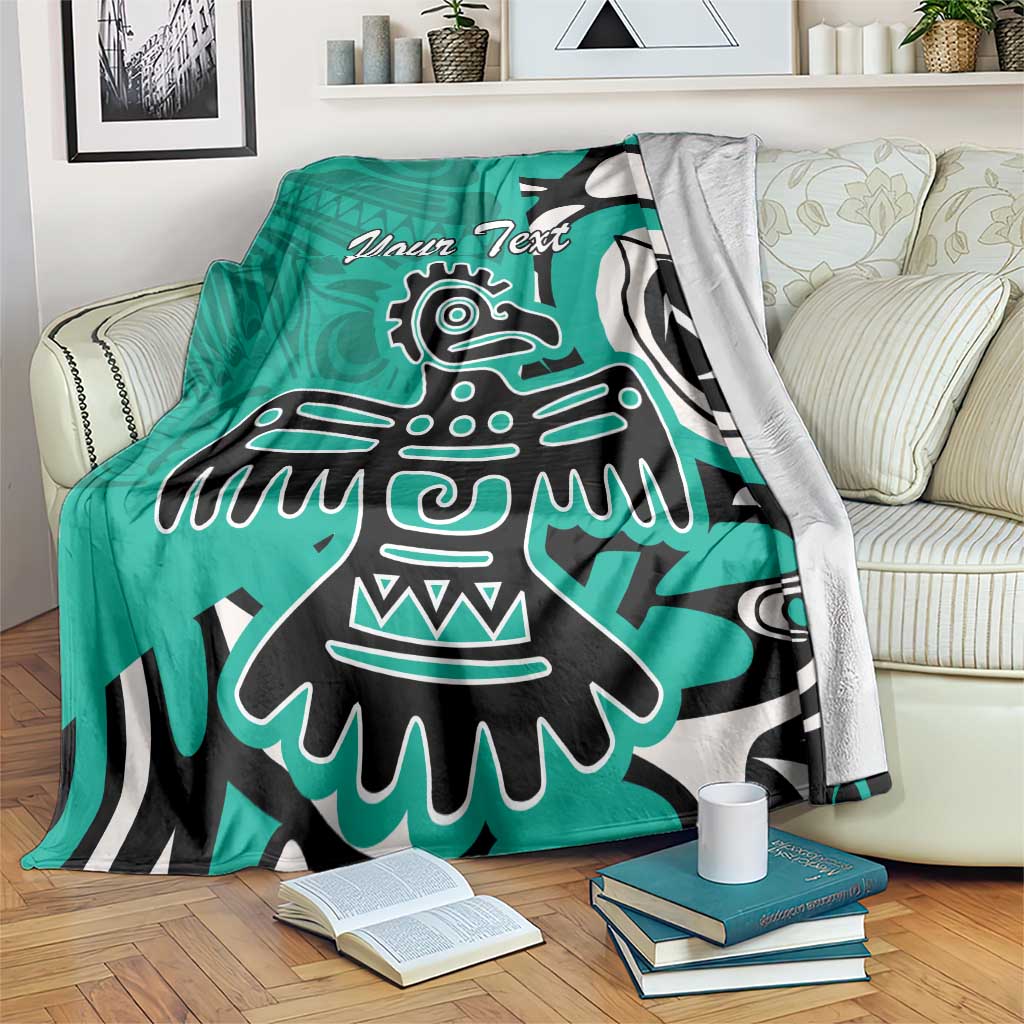 Personalized Canada Haida Eagle Blanket Turquoise Style