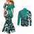 Personalized Canada Haida Eagle Couples Matching Mermaid Dress and Long Sleeve Button Shirt Turquoise Style