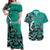 Personalized Canada Haida Eagle Couples Matching Off Shoulder Maxi Dress and Hawaiian Shirt Turquoise Style - Wonder Print Shop