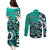 Personalized Canada Haida Eagle Couples Matching Puletasi and Long Sleeve Button Shirt Turquoise Style - Wonder Print Shop