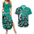 Personalized Canada Haida Eagle Couples Matching Summer Maxi Dress and Hawaiian Shirt Turquoise Style - Wonder Print Shop