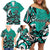 Personalized Canada Haida Eagle Family Matching Off Shoulder Short Dress and Hawaiian Shirt Turquoise Style - Wonder Print Shop