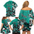 Personalized Canada Haida Eagle Family Matching Off Shoulder Short Dress and Hawaiian Shirt Turquoise Style - Wonder Print Shop