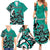 Personalized Canada Haida Eagle Family Matching Summer Maxi Dress and Hawaiian Shirt Turquoise Style - Wonder Print Shop