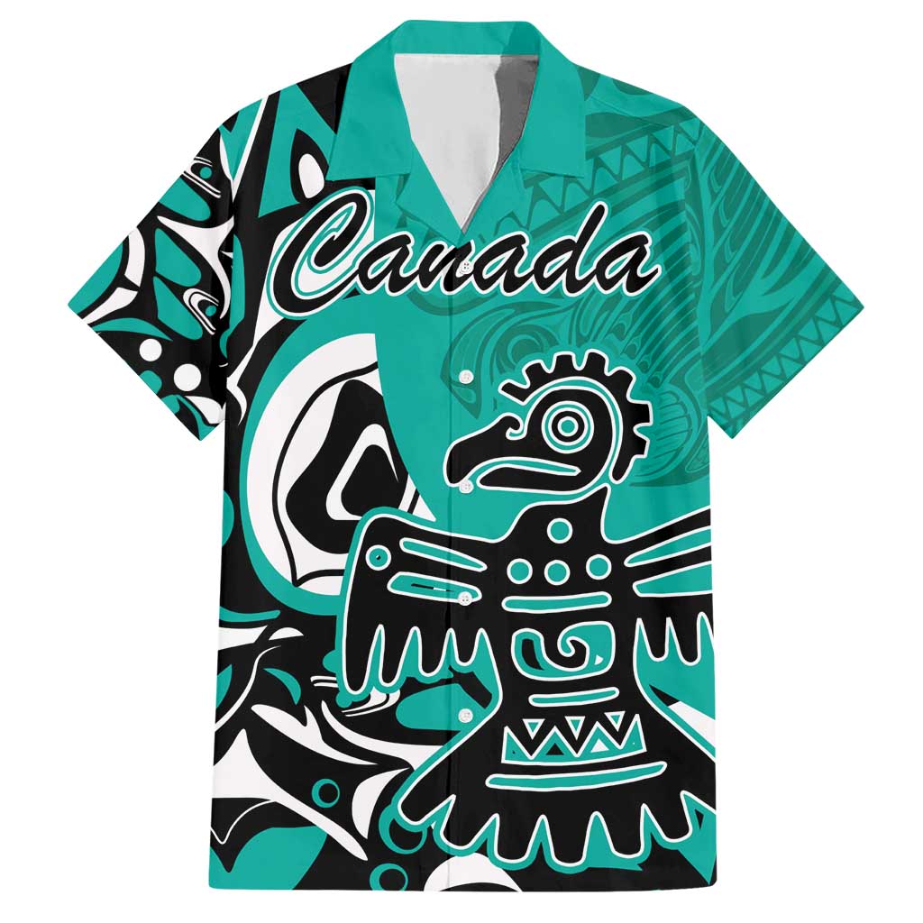 Personalized Canada Haida Eagle Hawaiian Shirt Turquoise Style - Wonder Print Shop