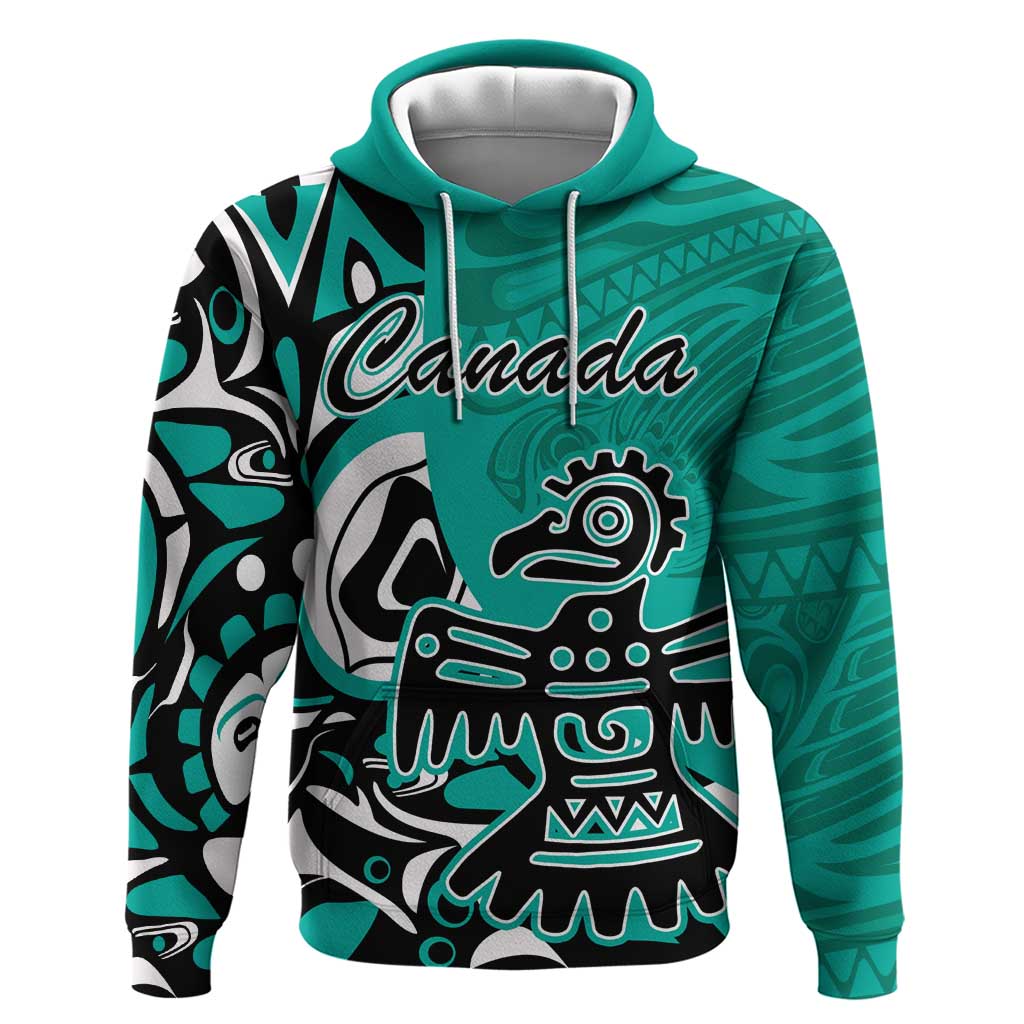 Personalized Canada Haida Eagle Hoodie Turquoise Style - Wonder Print Shop