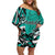 Personalized Canada Haida Eagle Off Shoulder Short Dress Turquoise Style - Wonder Print Shop