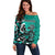 Personalized Canada Haida Eagle Off Shoulder Sweater Turquoise Style - Wonder Print Shop