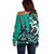 Personalized Canada Haida Eagle Off Shoulder Sweater Turquoise Style - Wonder Print Shop